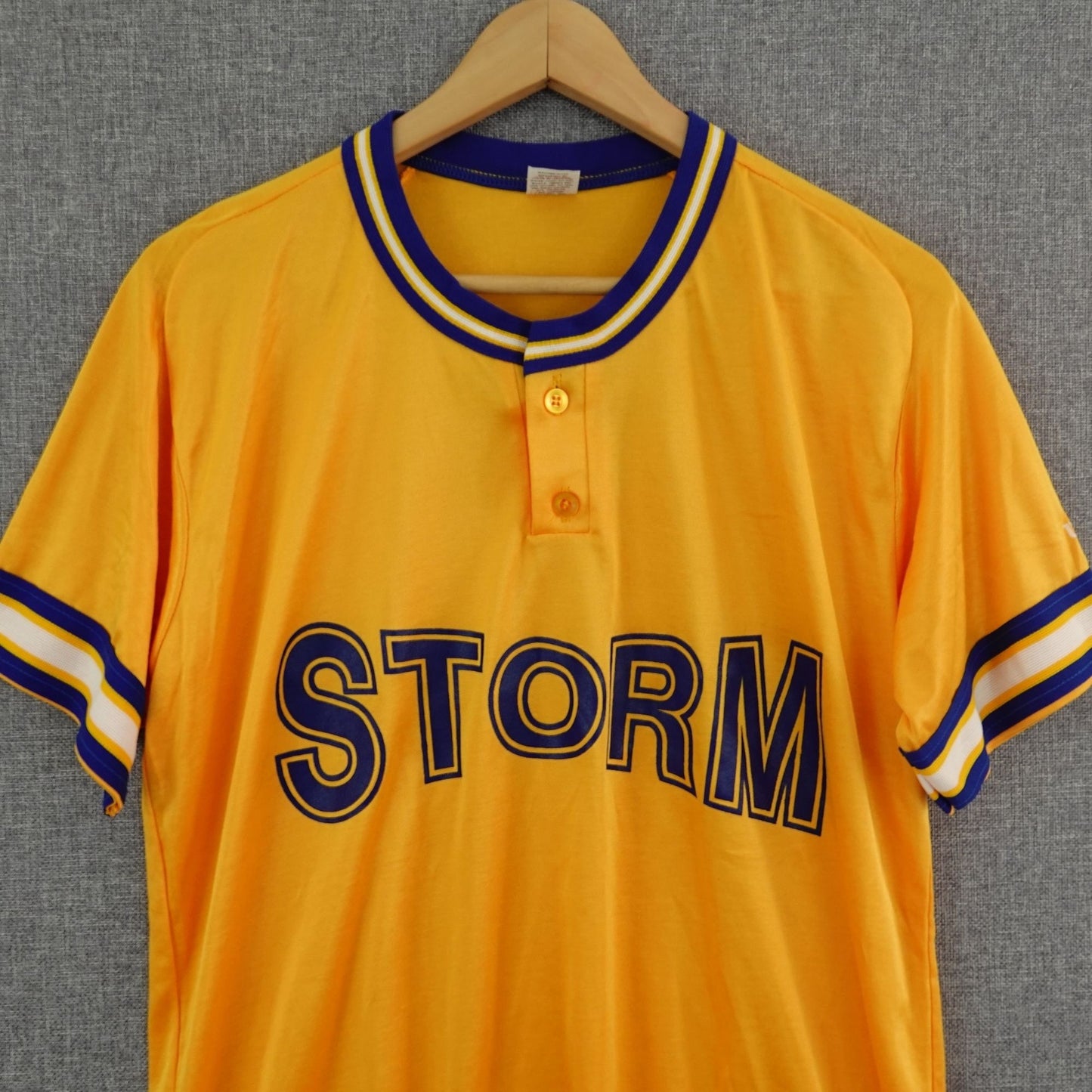 Vintage 80's Wilson "Storm" Yellow Blue Athletic Jersey - Size Large