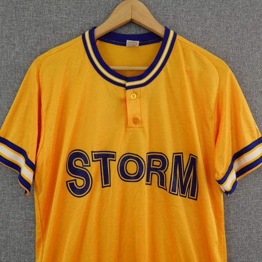 Vintage 80's Wilson "Storm" Yellow Blue Athletic Jersey - Size Large