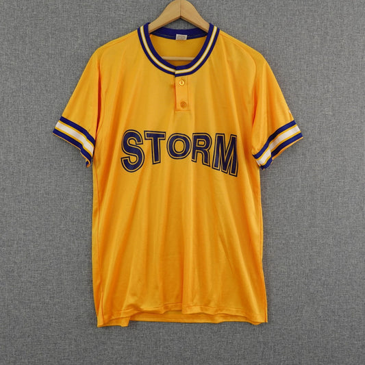 Vintage 80's Wilson "Storm" Yellow Blue Athletic Jersey - Size Large
