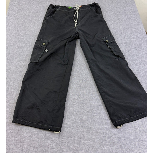 Vintage K-Glow by Kik Wear Black Nylon Cargo Pants Y2K Techwear Size M