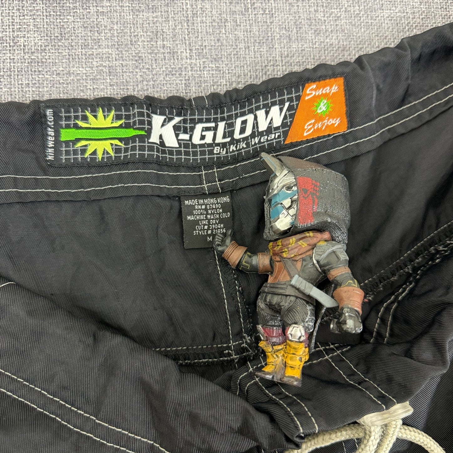 Vintage K-Glow by Kik Wear Black Nylon Cargo Pants Y2K Techwear Size M