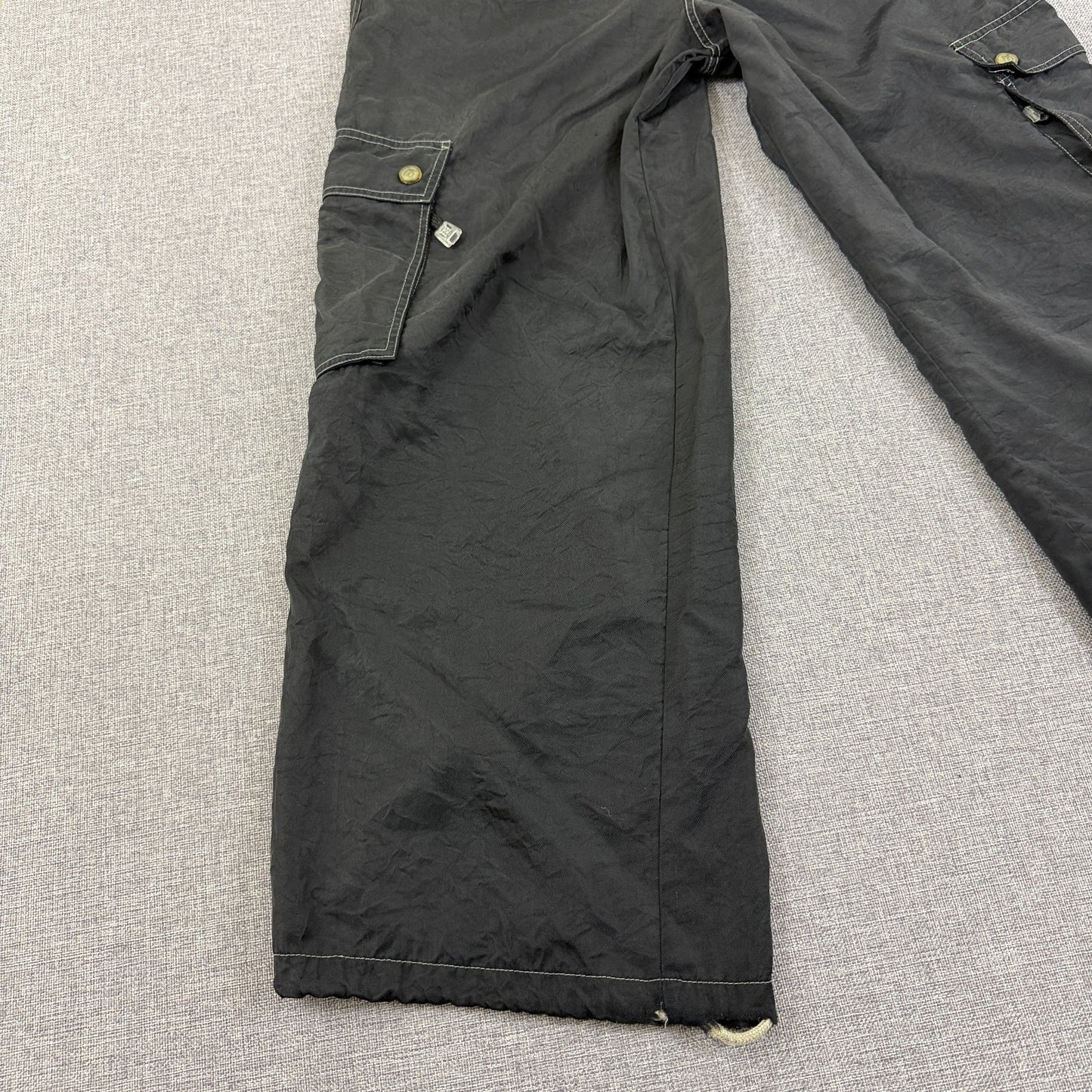 Vintage K-Glow by Kik Wear Black Nylon Cargo Pants Y2K Techwear Size M