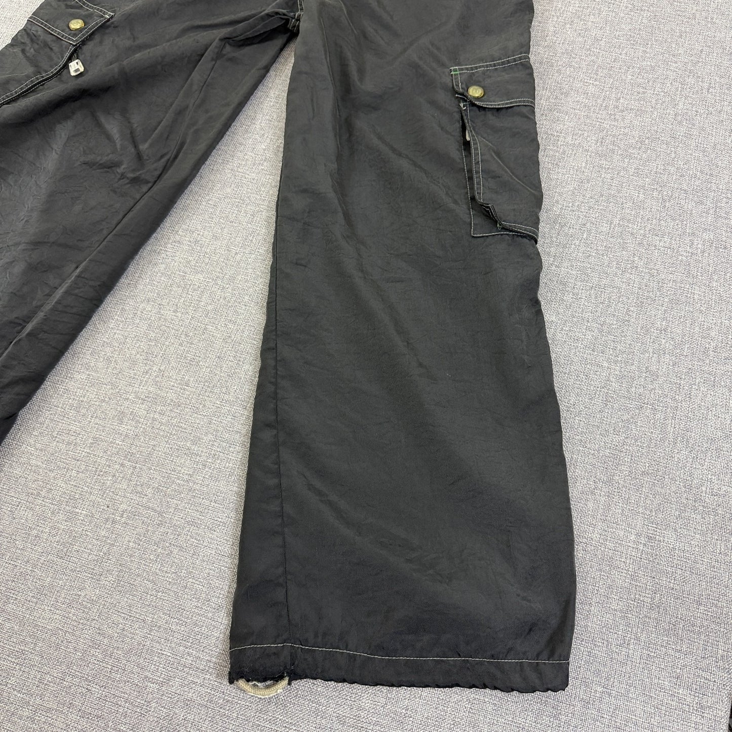 Vintage K-Glow by Kik Wear Black Nylon Cargo Pants Y2K Techwear Size M