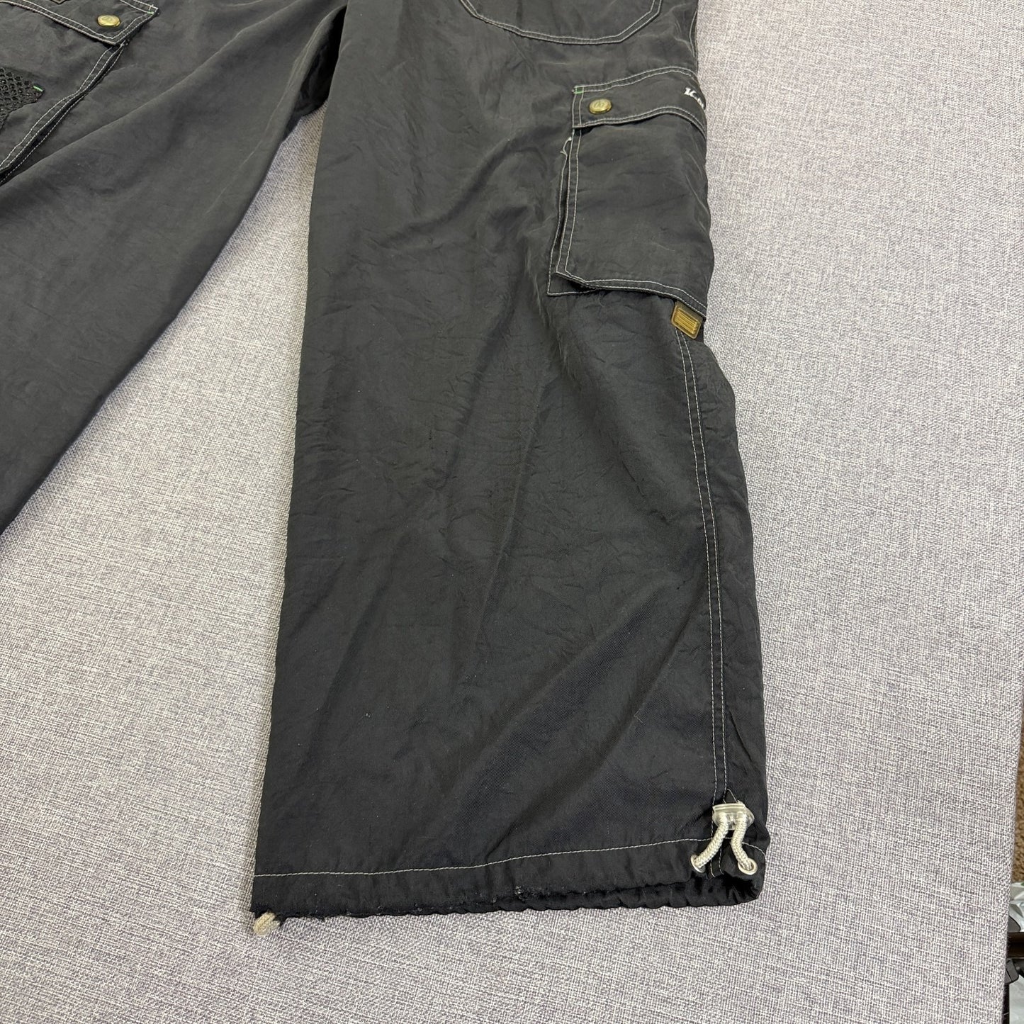 Vintage K-Glow by Kik Wear Black Nylon Cargo Pants Y2K Techwear Size M