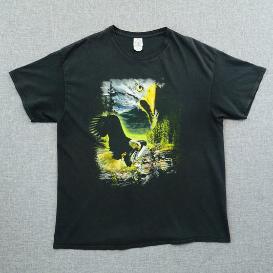 Vintage Delta Pro Weight Eagle Graphic T-Shirt Black - Size XL