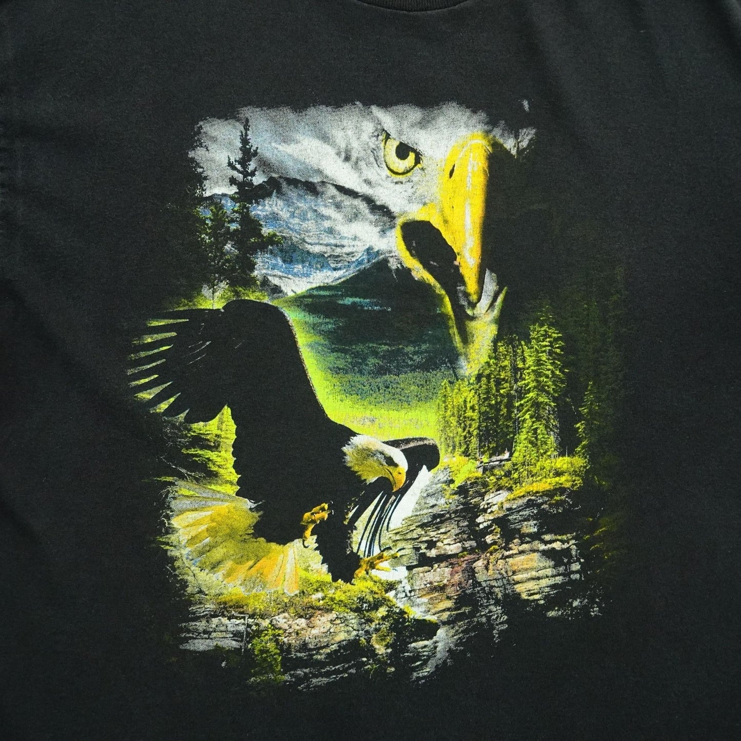 Vintage Delta Pro Weight Eagle Graphic T-Shirt Black - Size XL