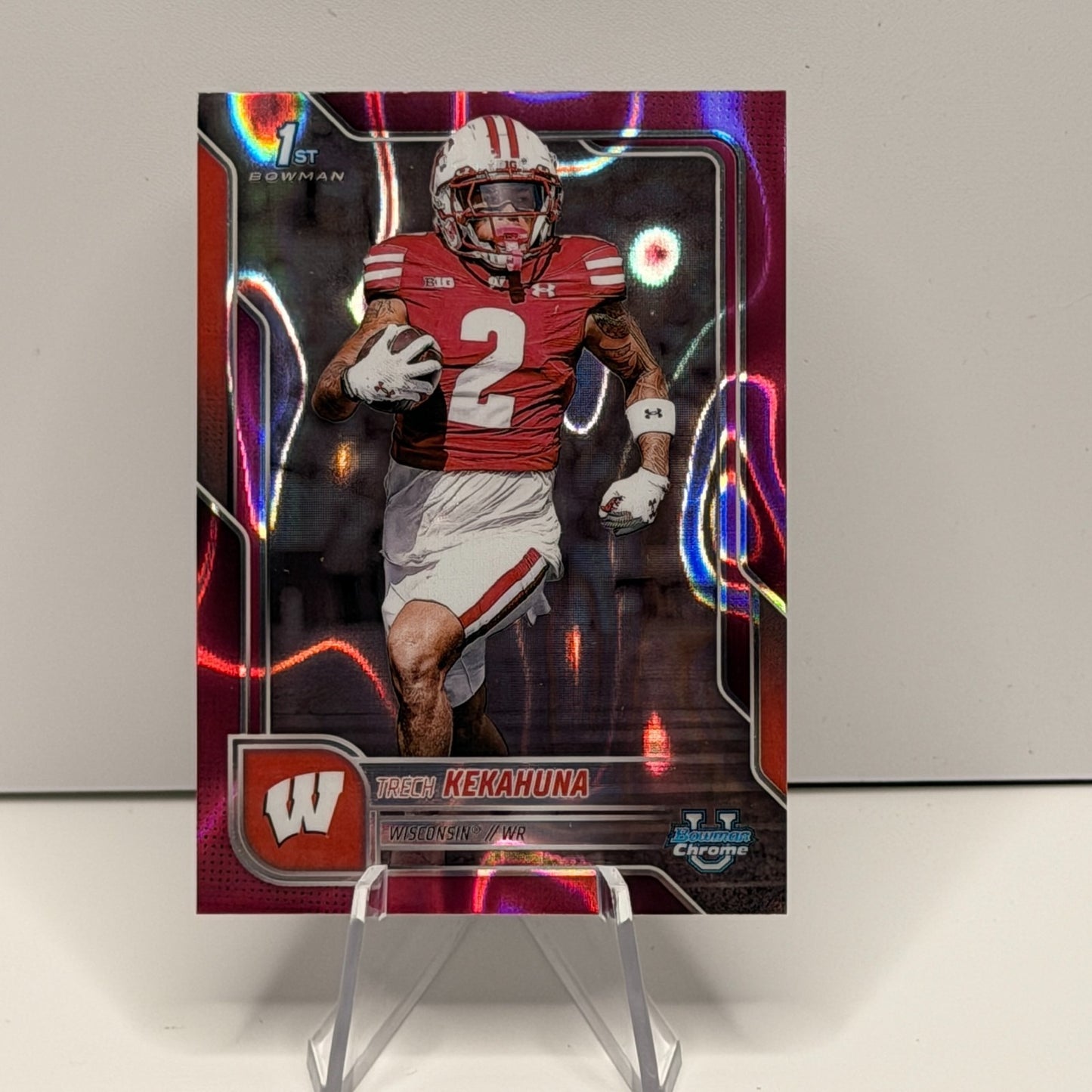 2025 Bowman Chrome U - Trech Kekahuna Pink Lava Refractor #37 Wisconsin Badgers