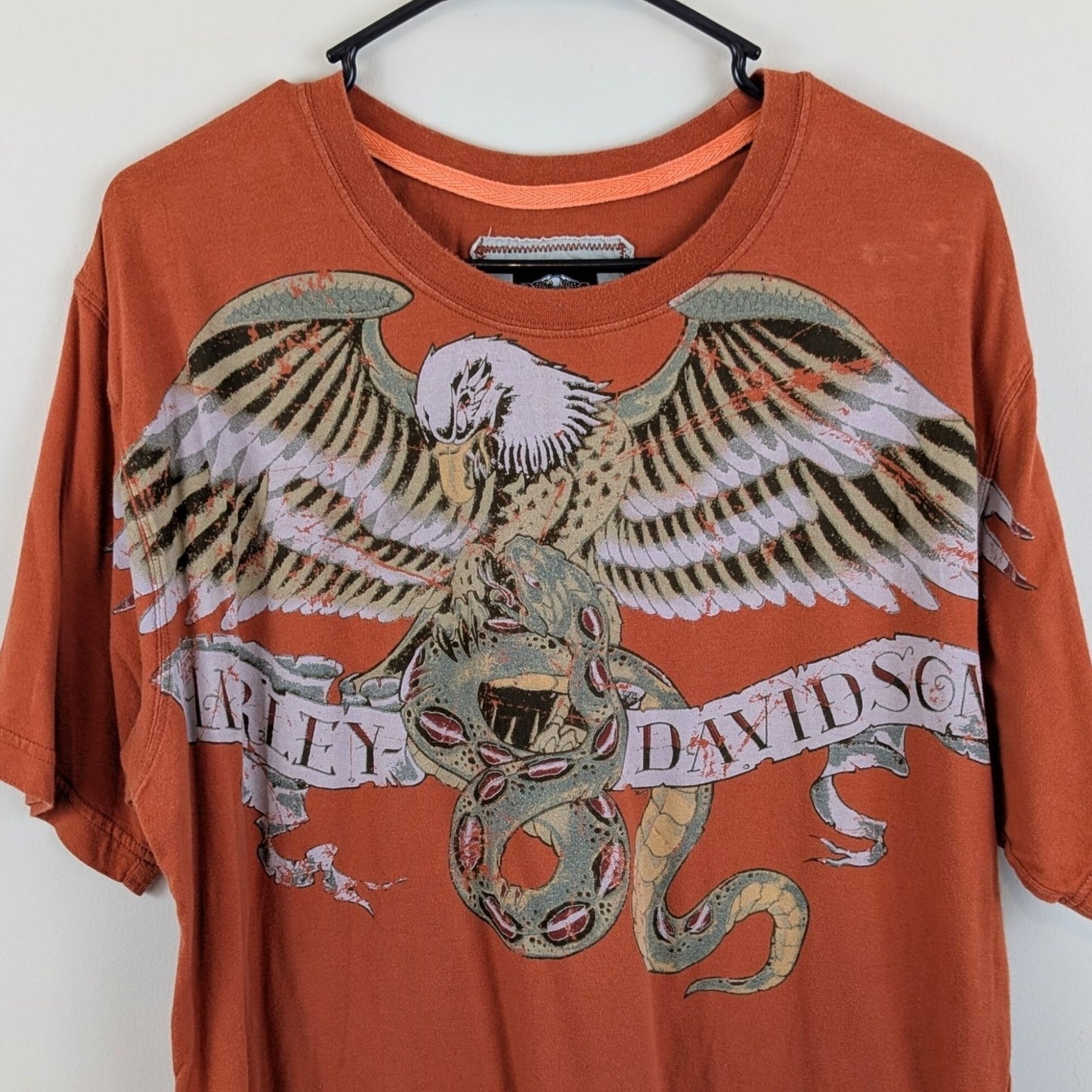 Harley Davidson H-Dink T-Shirt XL – Burnt Orange Eagle Snake Graphic