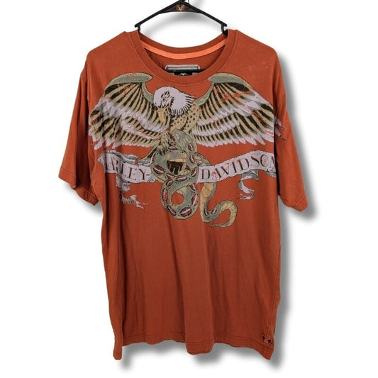 Harley Davidson H-Dink T-Shirt XL – Burnt Orange Eagle Snake Graphic