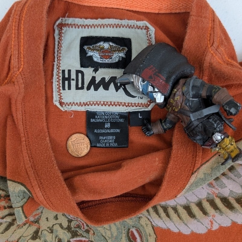 Harley Davidson H-Dink T-Shirt XL – Burnt Orange Eagle Snake Graphic