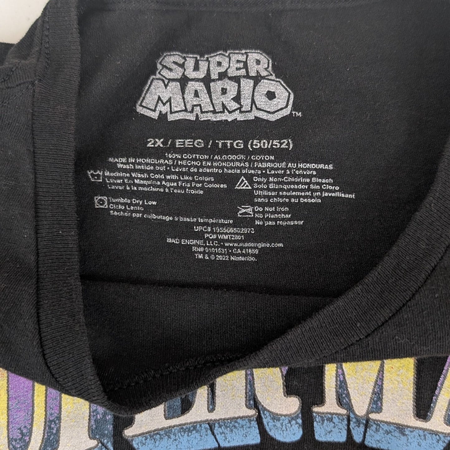 Super Mario Bros 2XL Black Graphic T-Shirt Nintendo Waluigi Wario Luigi