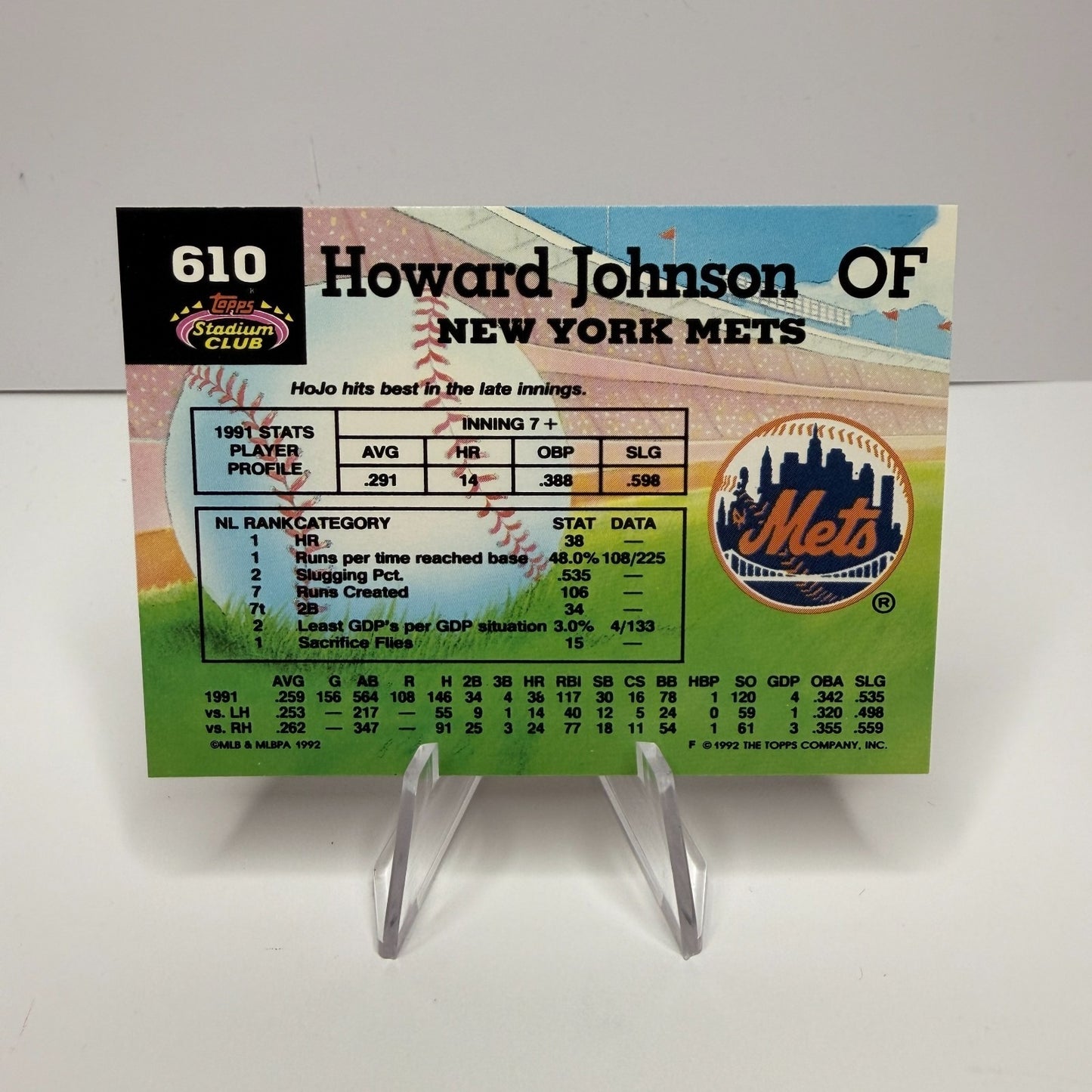 1992 Topps Stadium Club - Members Choice Howard Johnson #610 (NM-M)