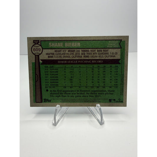 2025 Topps Heritage - Shane Bieber Blue Border #609