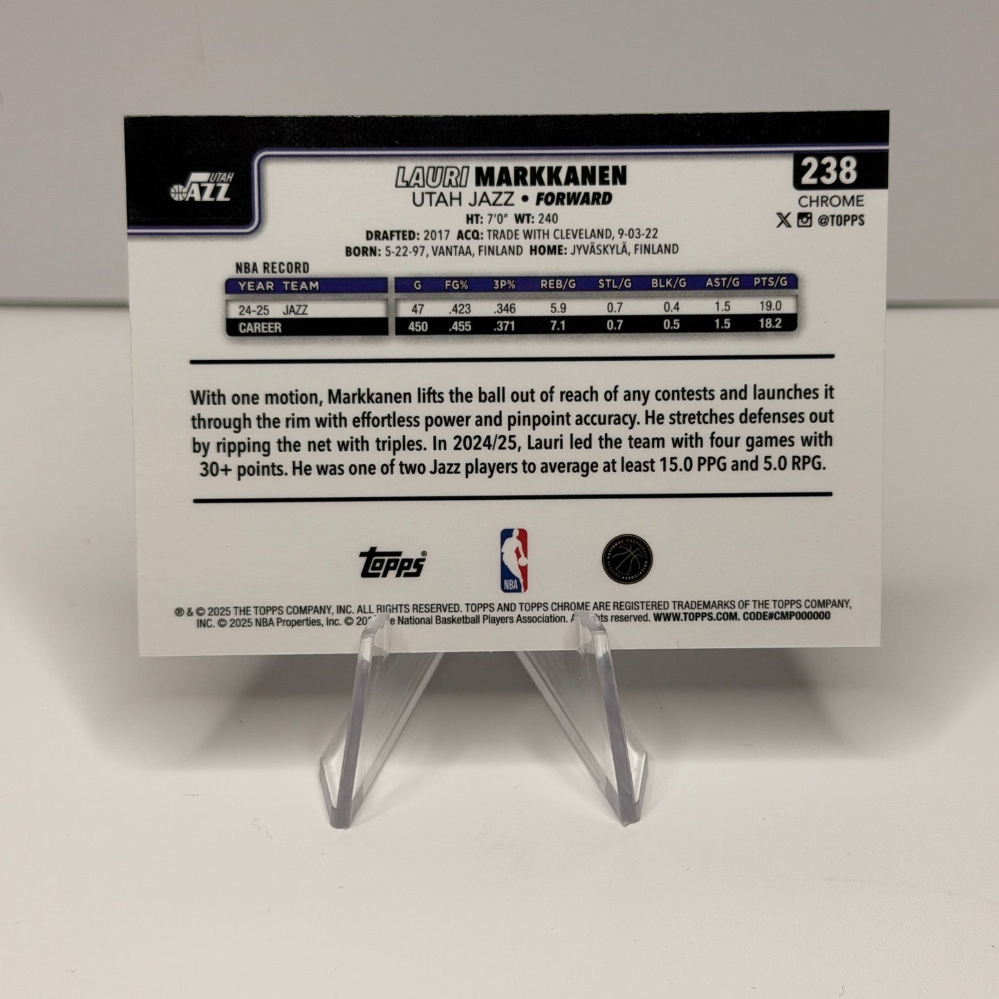 2025-26 Topps Chrome - Lauri Markkanen #238 X-Fractor Refractor