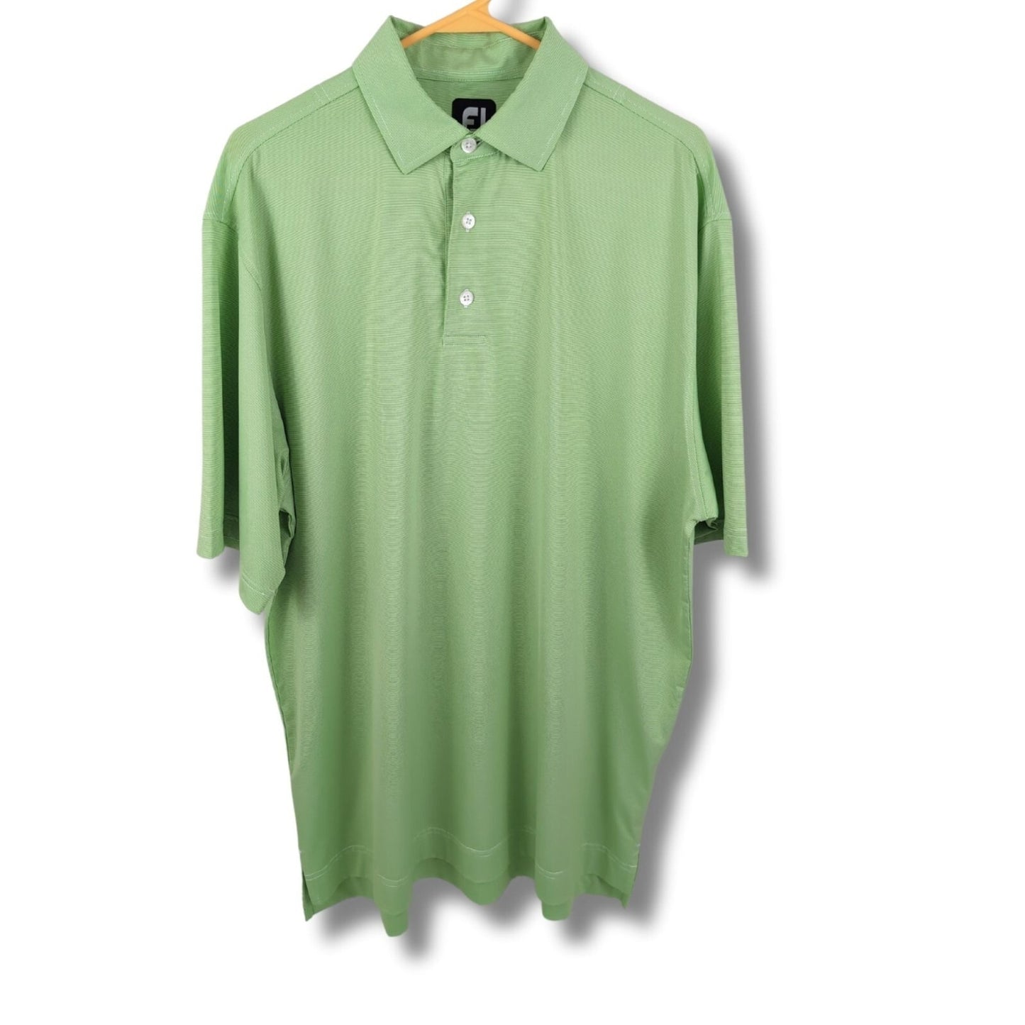 FootJoy Green Striped Performance Golf Polo Shirt Men's Size Large