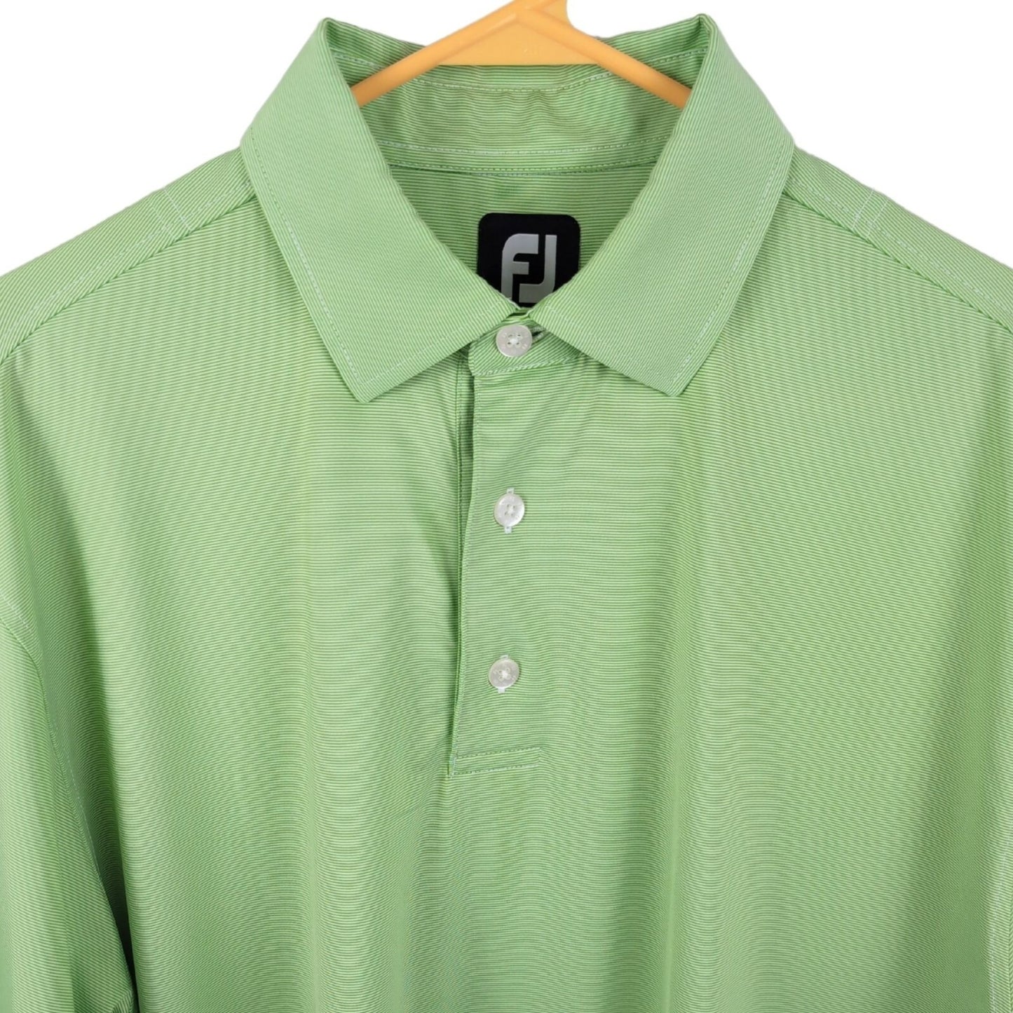 FootJoy Green Striped Performance Golf Polo Shirt Men's Size Large