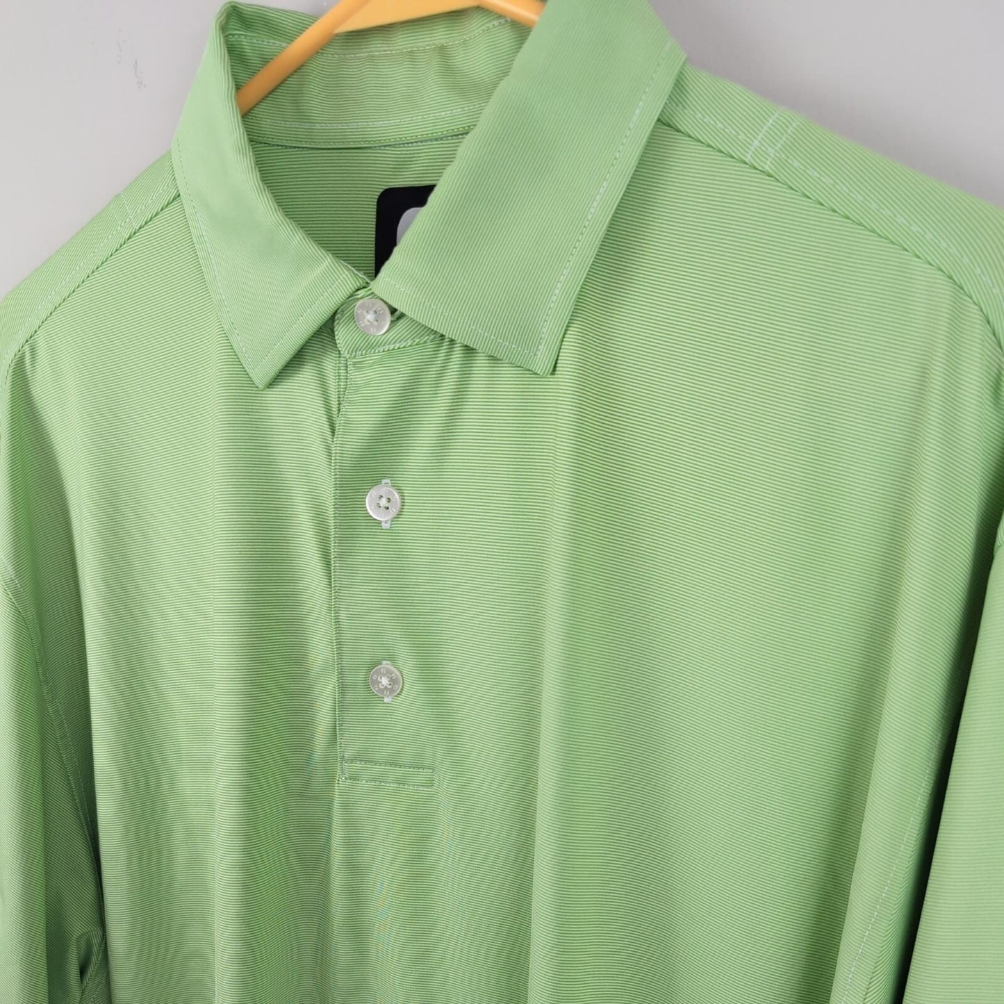 FootJoy Green Striped Performance Golf Polo Shirt Men's Size Large
