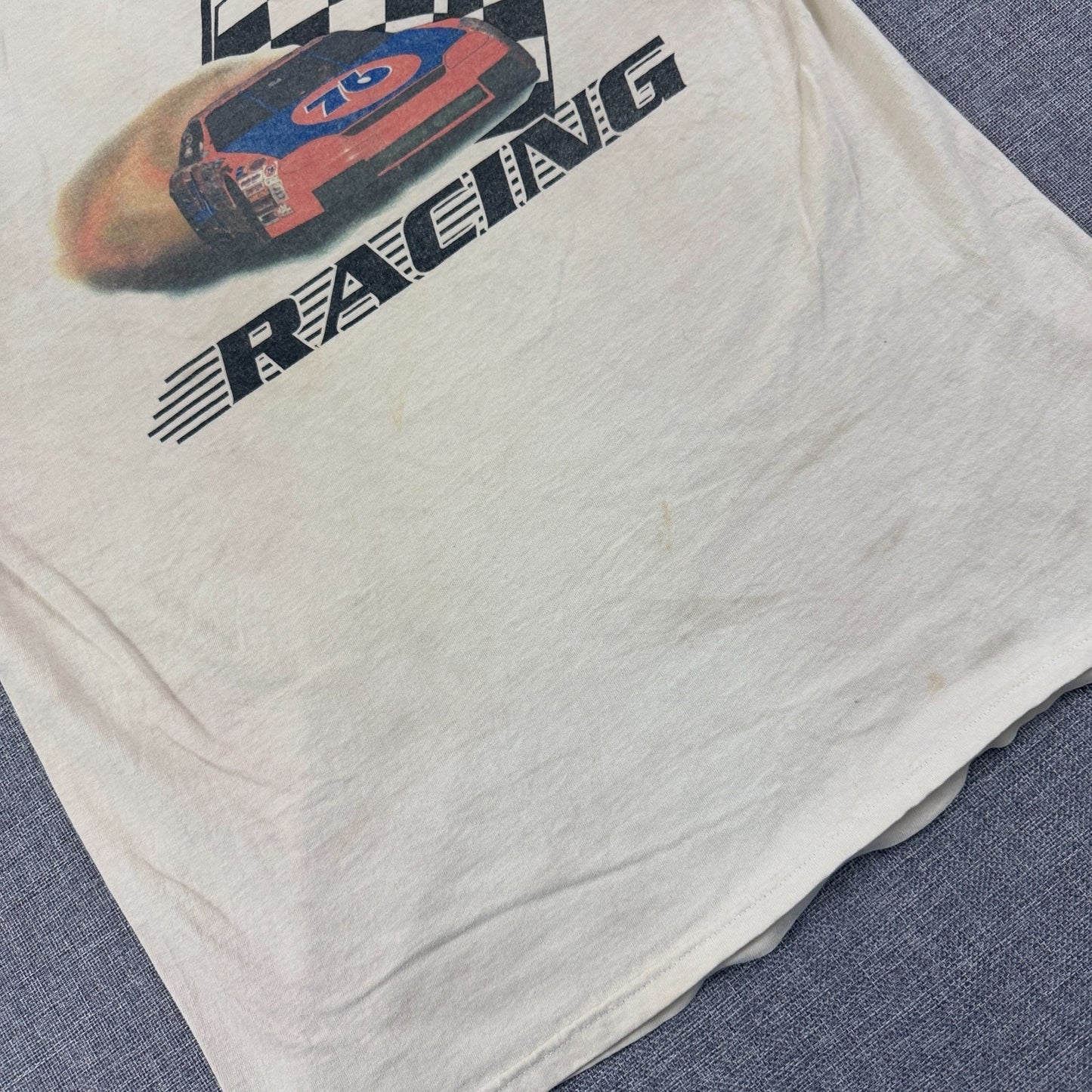 Vintage 90s Union 76 Racing T-Shirt Tultex Large NASCAR Graphic Stained Dirty