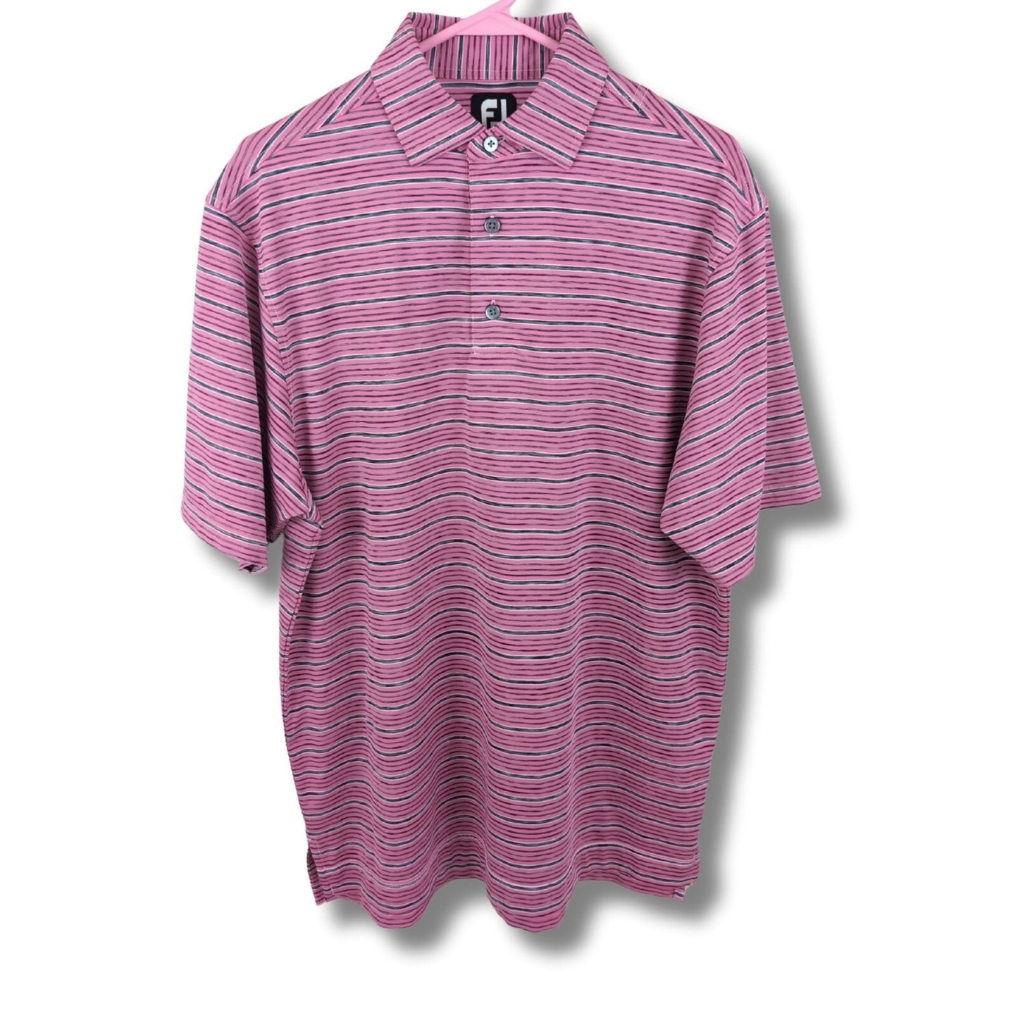 FootJoy Pink Striped Golf Shirt Men's - Size M