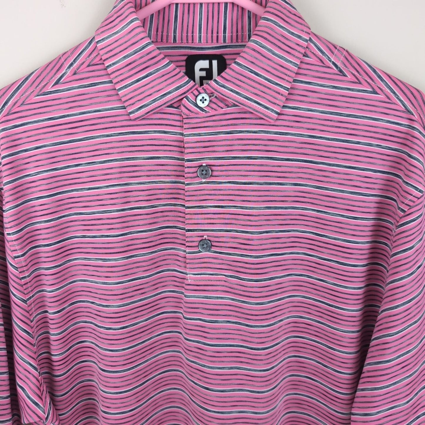 FootJoy Pink Striped Golf Shirt Men's - Size M