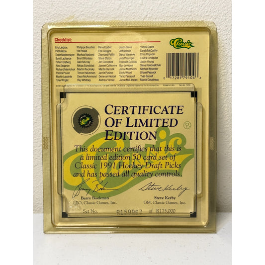 Classic 1991 NHL Draft Picks 50 Card Complete Set w/Certificate - Factory Sealed