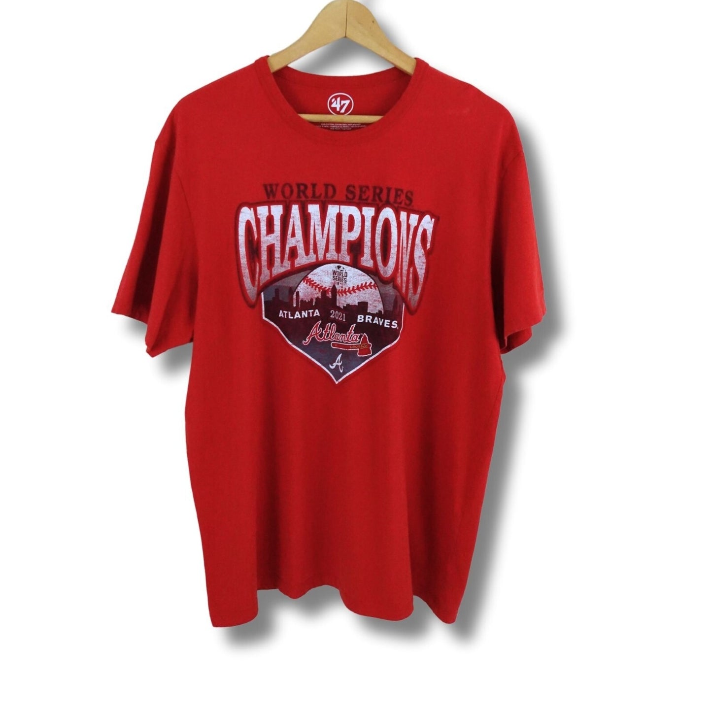 Atlanta Braves 2021 World Series Champs T-Shirt L Red ’47 Brand MLB Tee