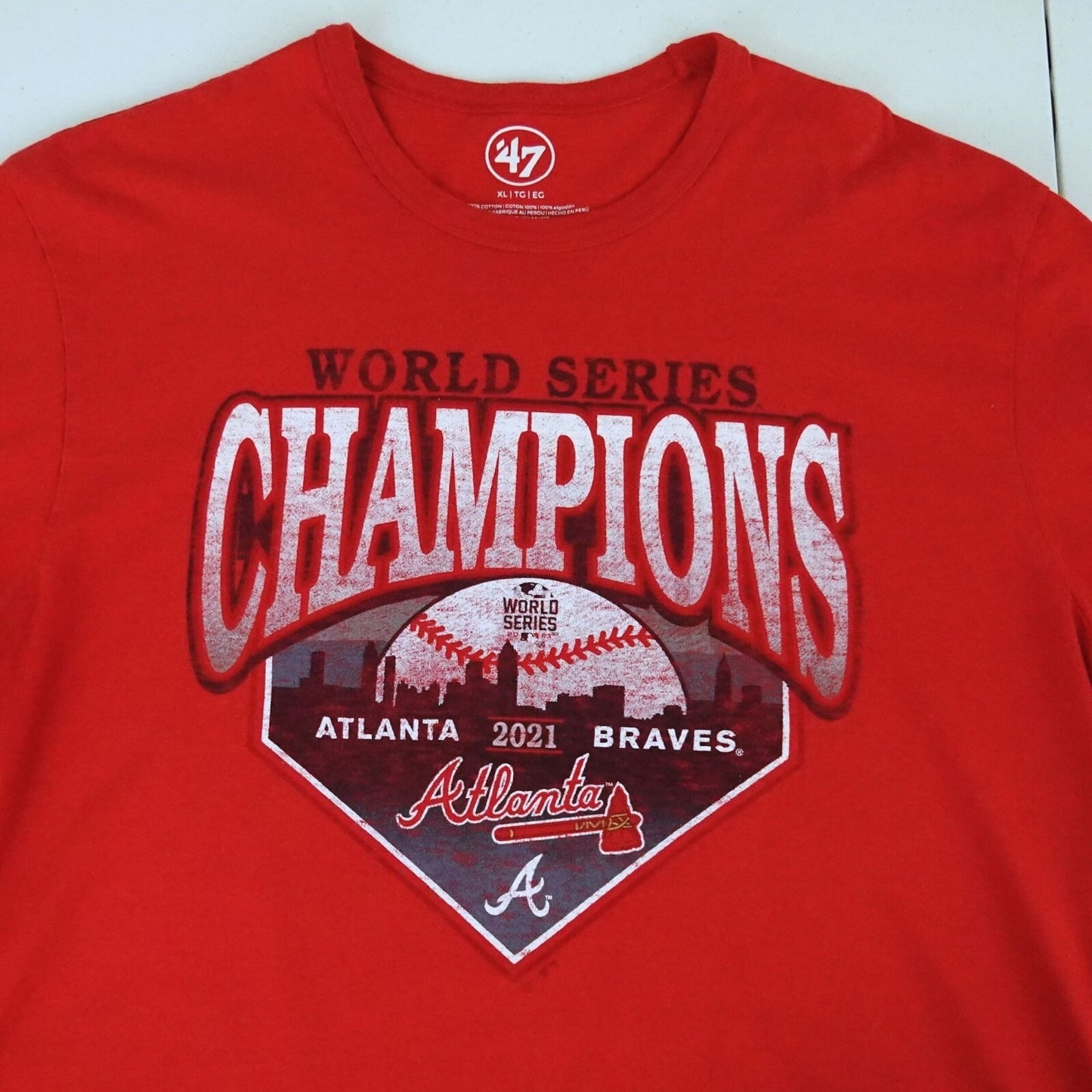 Atlanta Braves 2021 World Series Champs T-Shirt L Red ’47 Brand MLB Tee