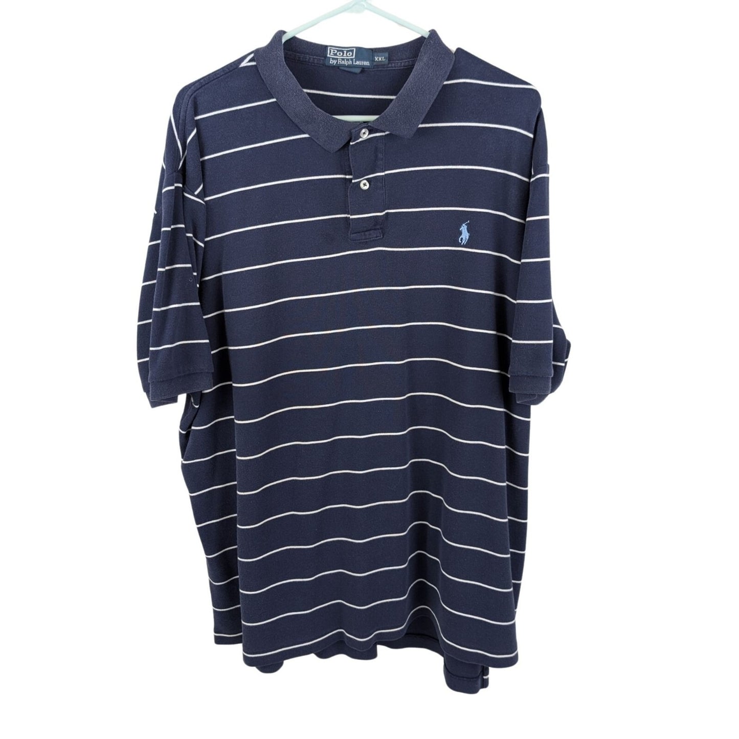 Polo Ralph Lauren Striped Polo Shirt 2XL Navy White Pony Classic Fit