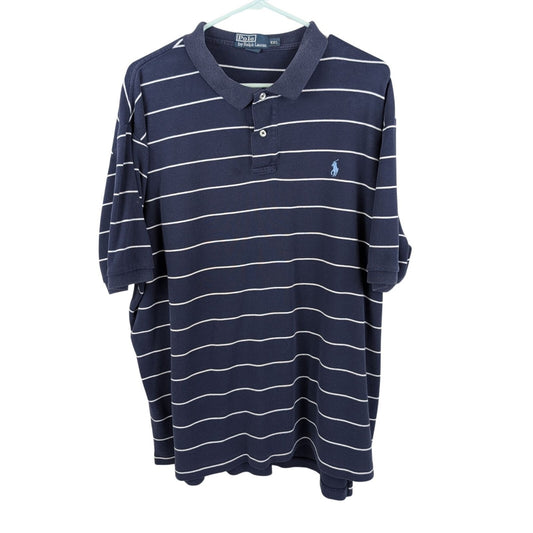 Polo Ralph Lauren Striped Polo Shirt 2XL Navy White Pony Classic Fit