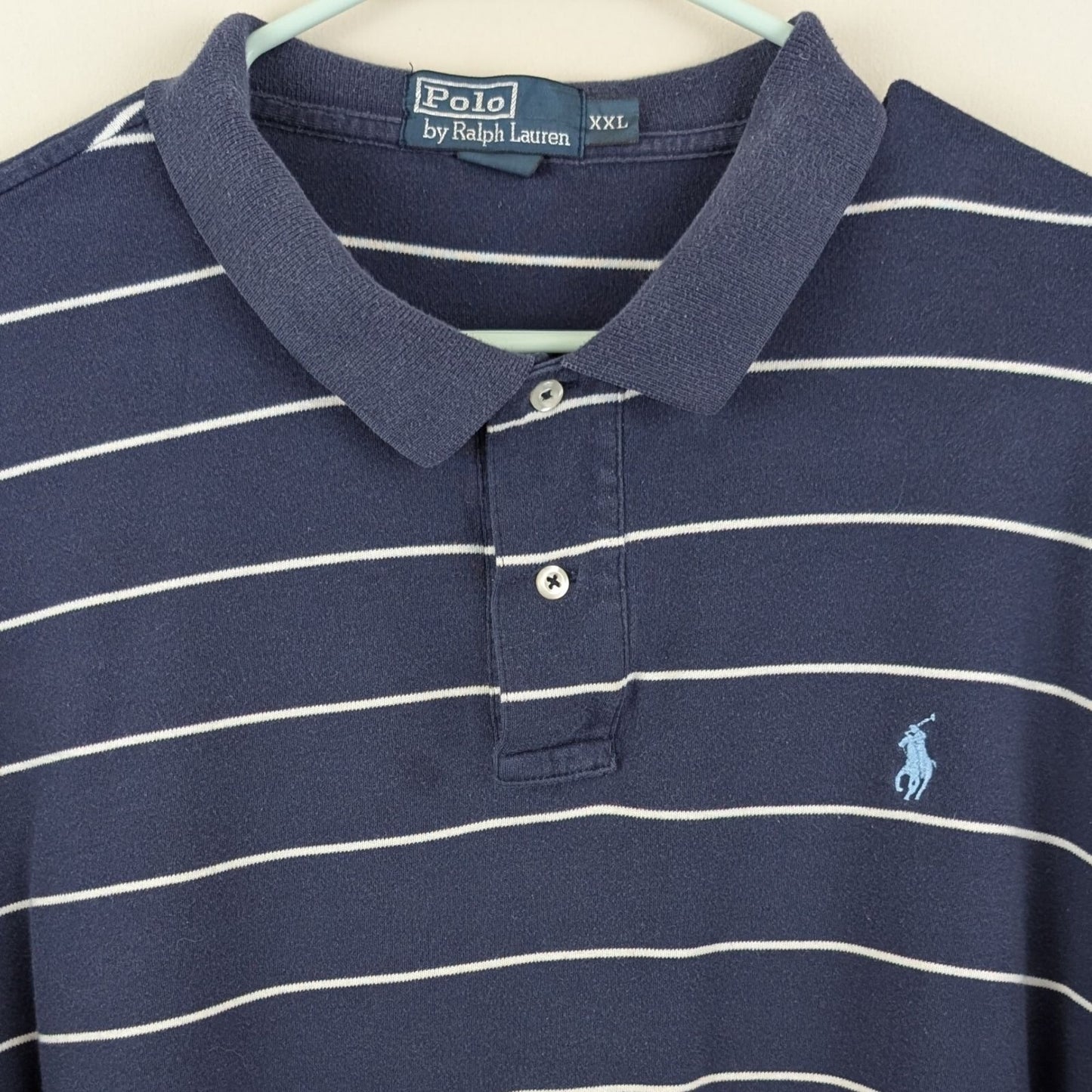 Polo Ralph Lauren Striped Polo Shirt 2XL Navy White Pony Classic Fit