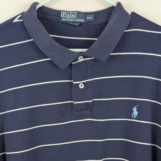 Polo Ralph Lauren Striped Polo Shirt 2XL Navy White Pony Classic Fit