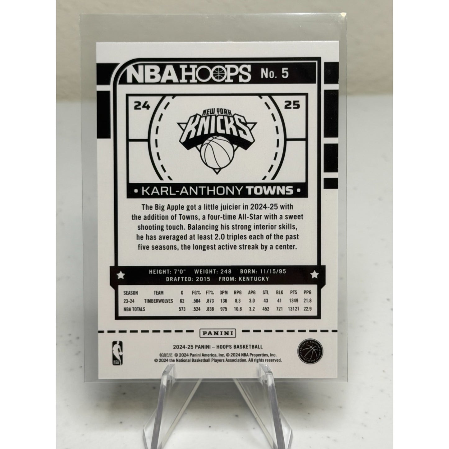 2024-25 Panini NBA Hoops Karl-Anthony Towns #5 [base] New York Knicks