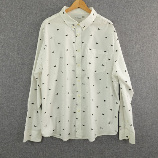 Goodfellow & Co Oxford Shirt White Dog Print - Size 2XL