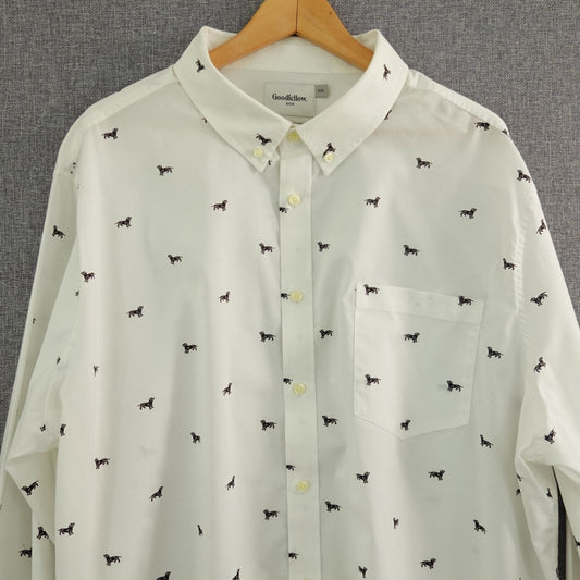 Goodfellow & Co Oxford Shirt White Dog Print - Size 2XL