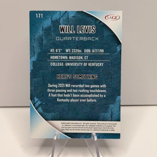 2023 SAGE High Series Will Levis #171 Kentucky Wildcats