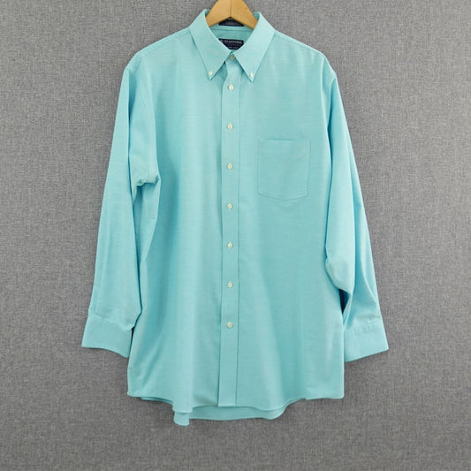 Stafford Oxford Long Sleeve Regular Fit Dress Shirt Aqua Blue - Size 17 34/35