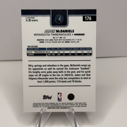 2025-26 Topps Chrome - Jaden McDaniels #176  X-Fractor Refractor