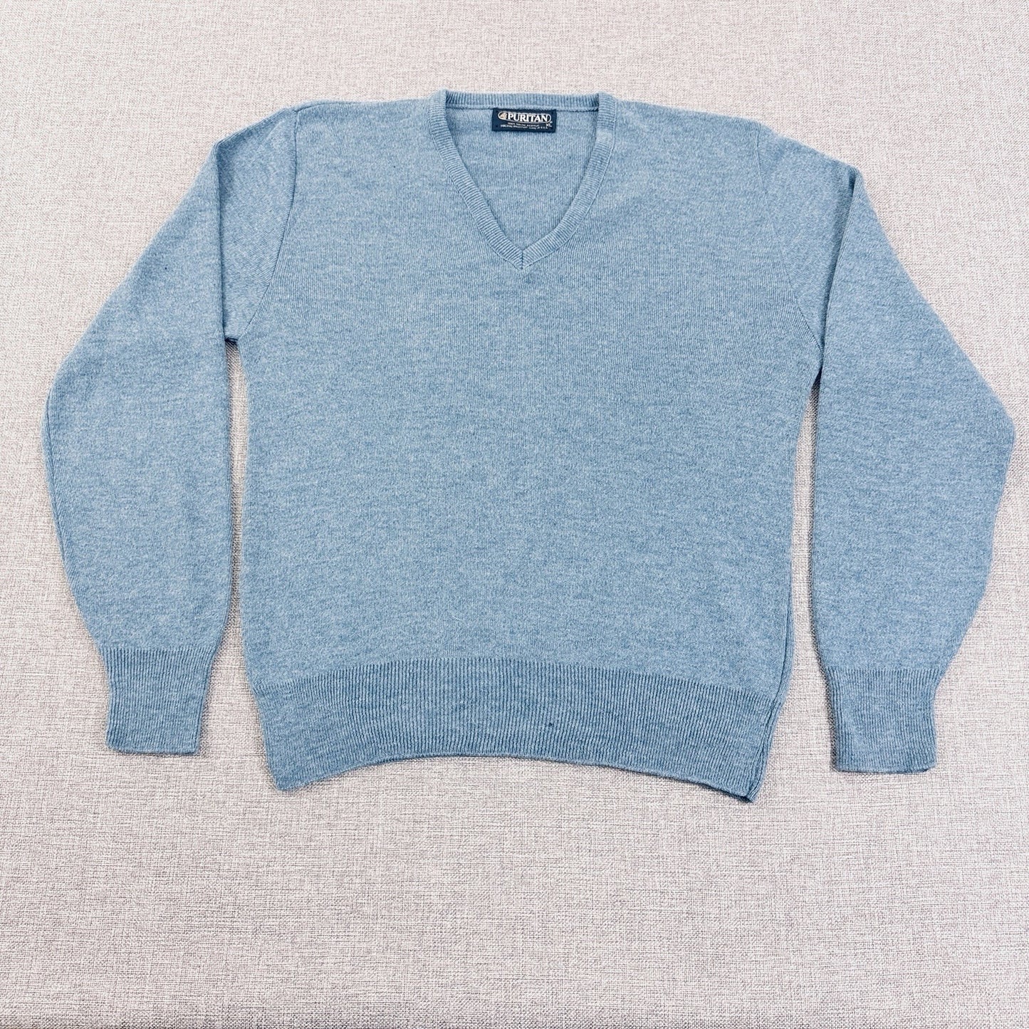 Vintage 90s Puritan Acrylic V-Neck Sweater Blue Fits Medium Soft Great Condition