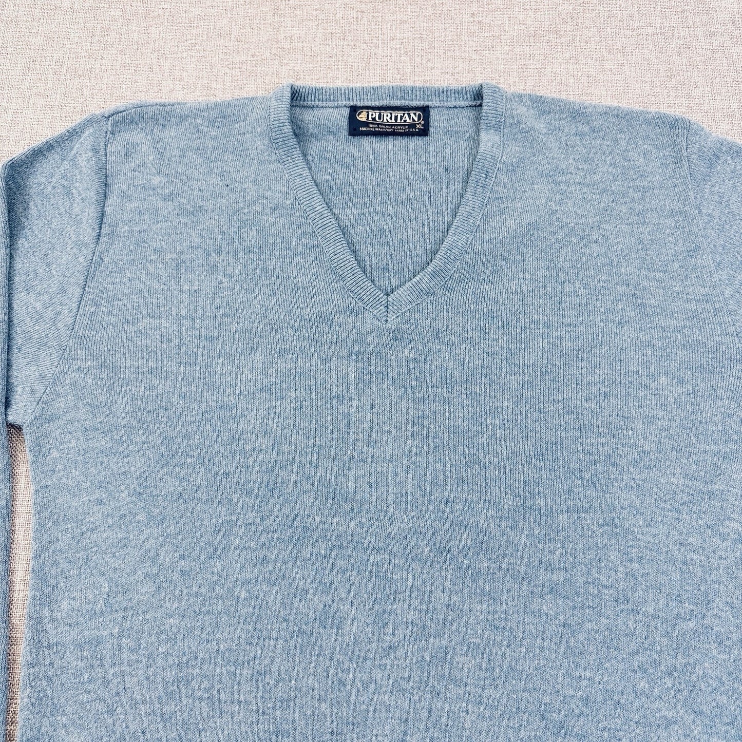 Vintage 90s Puritan Acrylic V-Neck Sweater Blue Fits Medium Soft Great Condition