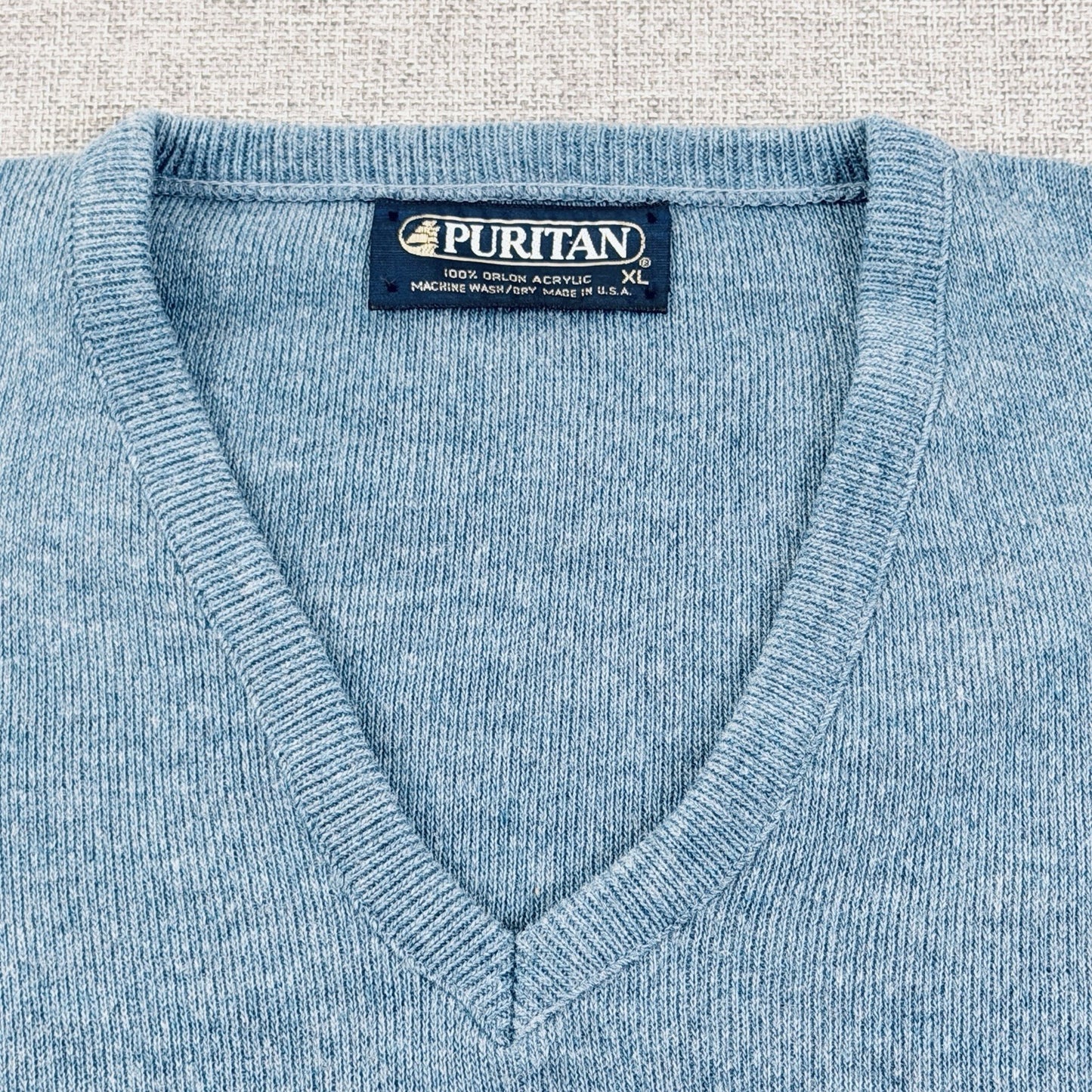 Vintage 90s Puritan Acrylic V-Neck Sweater Blue Fits Medium Soft Great Condition