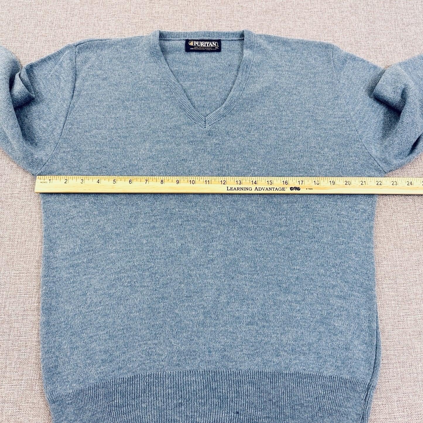 Vintage 90s Puritan Acrylic V-Neck Sweater Blue Fits Medium Soft Great Condition