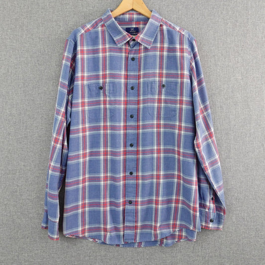 George Blue Red White Plaid Long Sleeve Shirt - Size XL