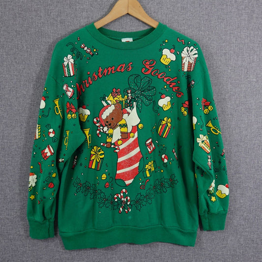 Vintage Holiday Time Christmas Stocking Tacky Sweatshirt - Size M