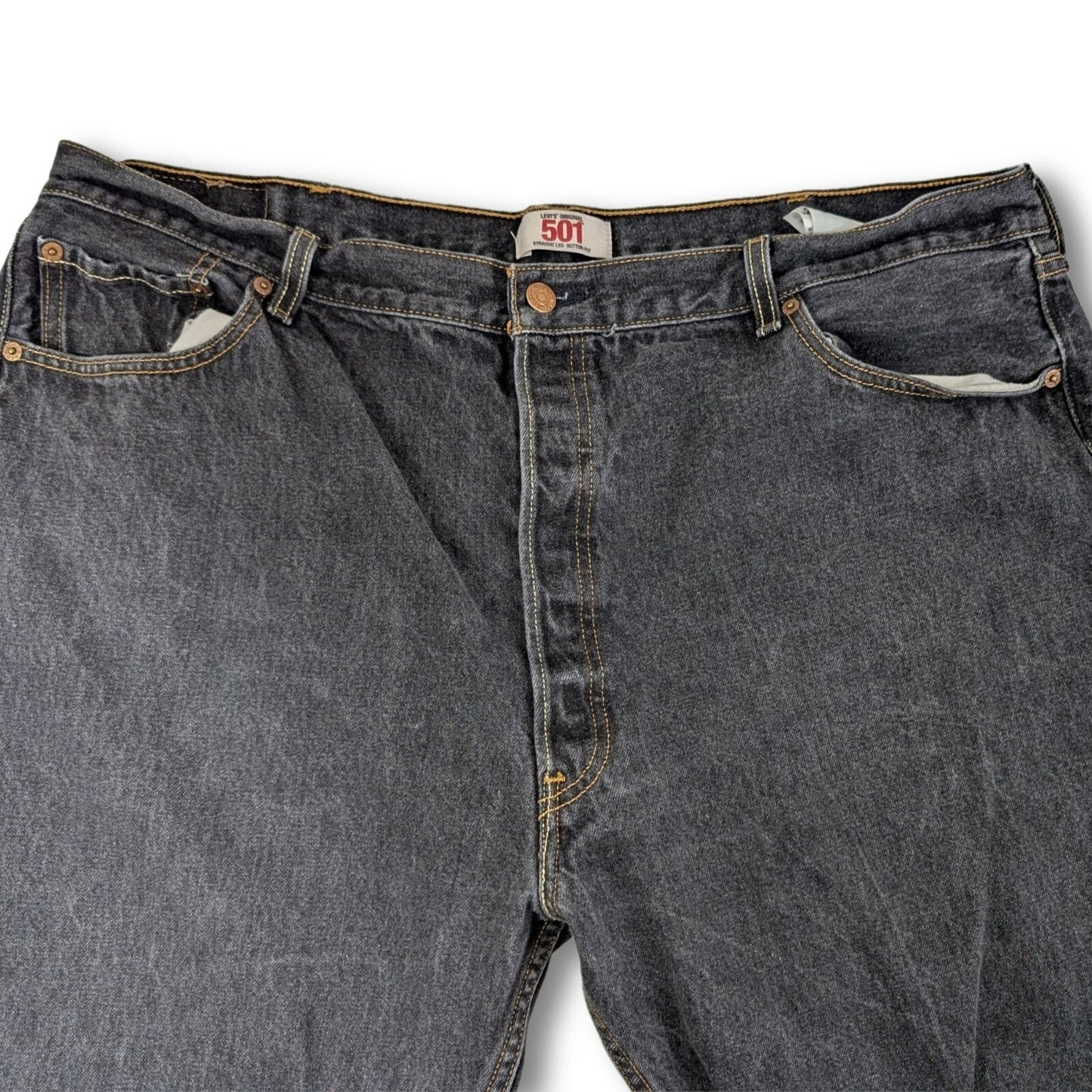 Vintage Levi’s 501 Jeans Faded Charcoal Black 41x29 Button Fly
