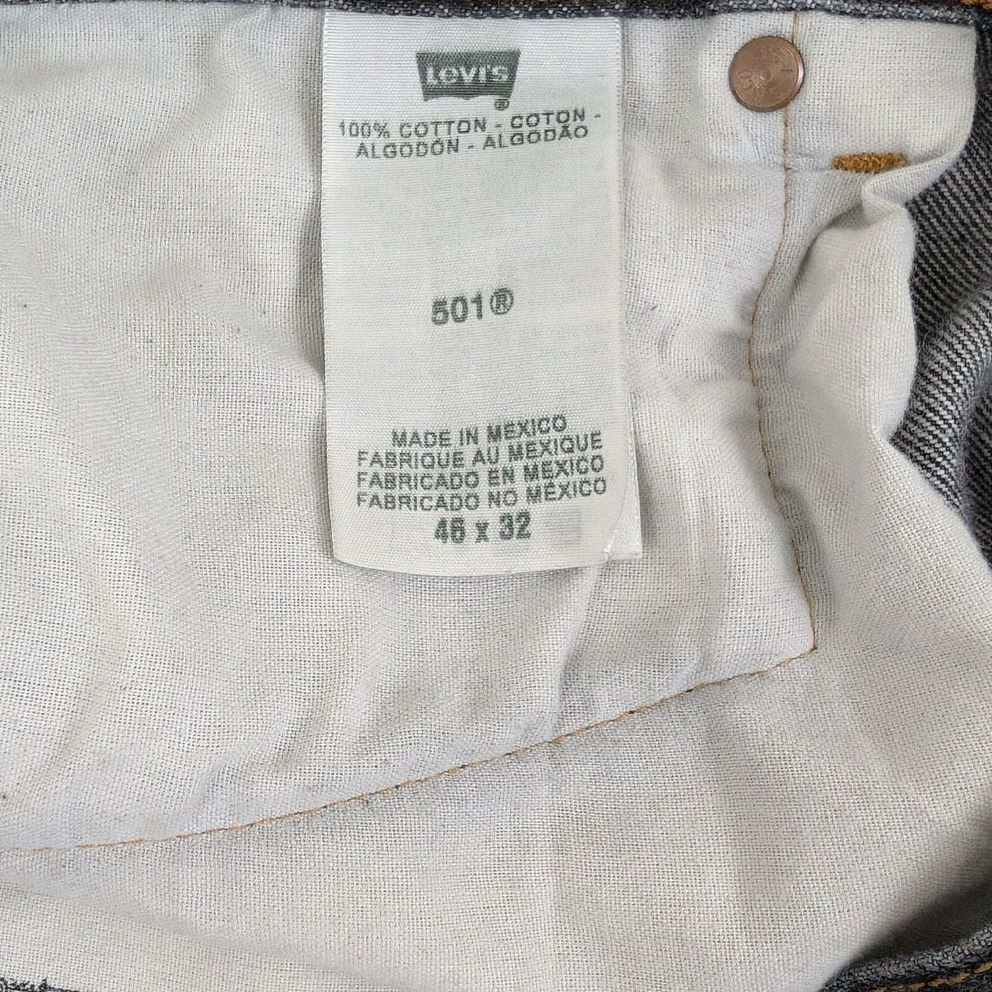 Vintage Levi’s 501 Jeans Faded Charcoal Black 41x29 Button Fly