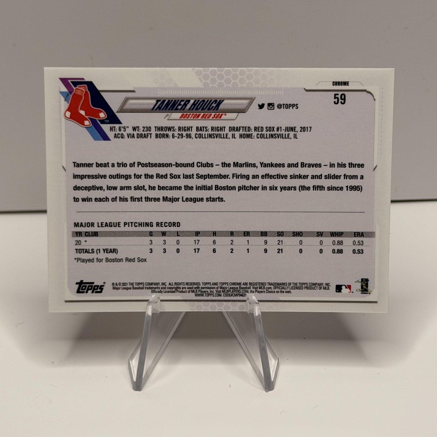 2021 Topps Chrome - Tanner Houck #59 Pink Refractor (RC)