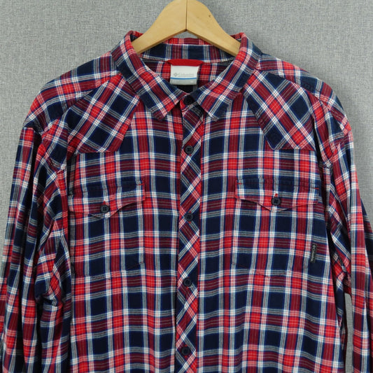 Columbia Western Yoke Red/Navy Plaid Flannel Shirt - Size XL