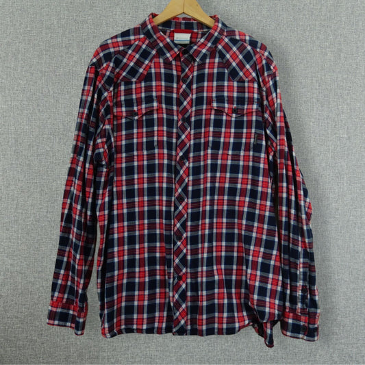 Columbia Western Yoke Red/Navy Plaid Flannel Shirt - Size XL
