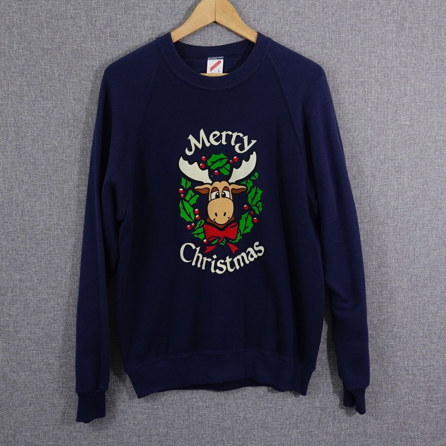 Vintage 90s Merry Christmas Moose Sweatshirt - Size Small-Medium