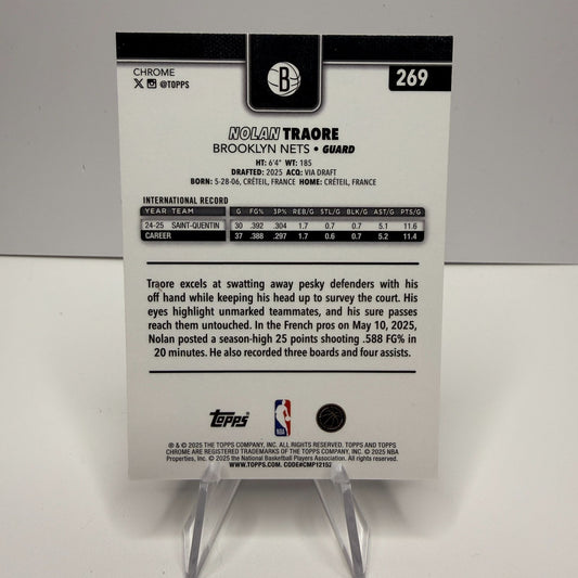 2025-26 Topps Chrome - Nolan Traore (RC) Orange Basketball Refractor #269